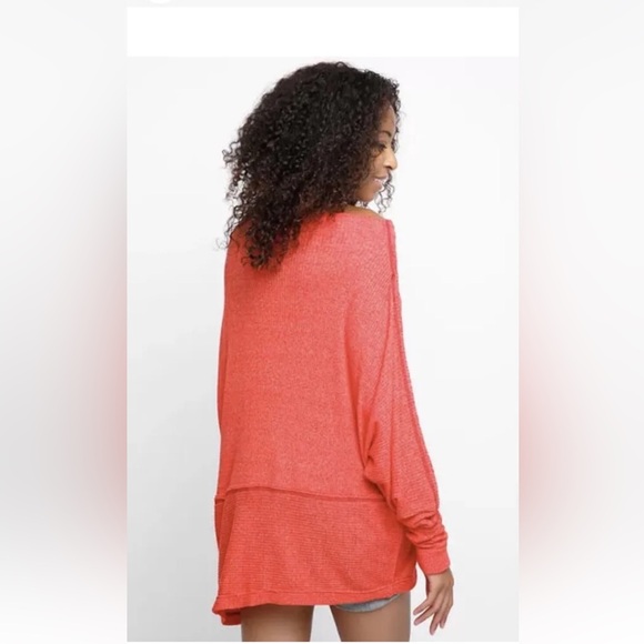 ❤️NWOT- Free People We The Free Londontown Thermal Top Shirt coral Cherry SZ M❤️ - Picture 2 of 12